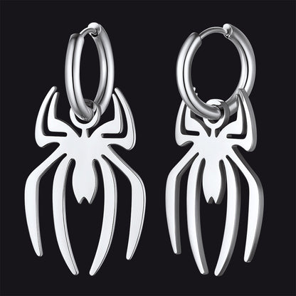 Halloween Spider Drop Hoop Earrings for