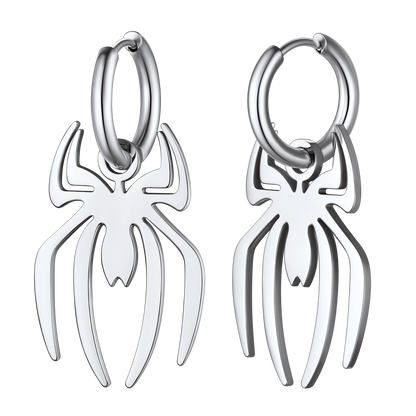 Halloween Spider Drop Hoop Earrings for