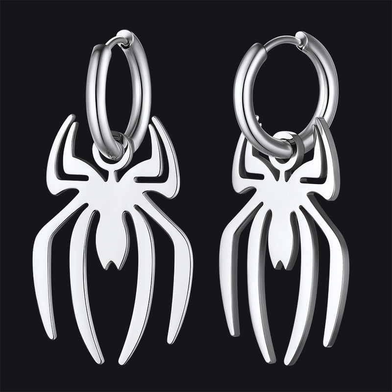 Halloween Spider Drop Hoop Earrings for