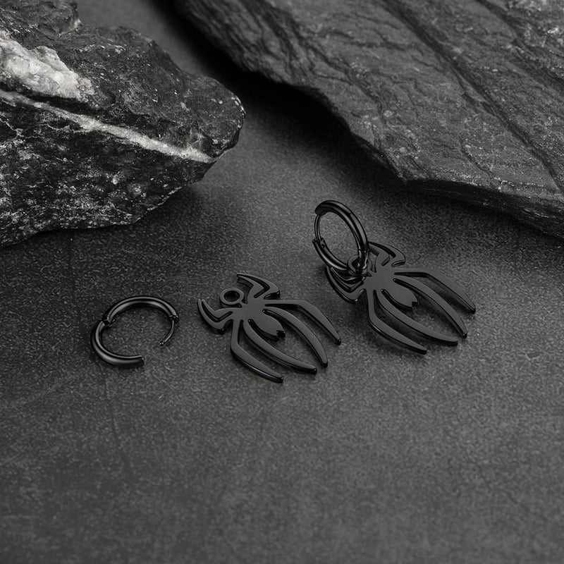 Halloween Spider Drop Hoop Earrings for