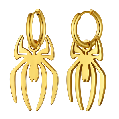 Halloween Spider Drop Hoop Earrings for