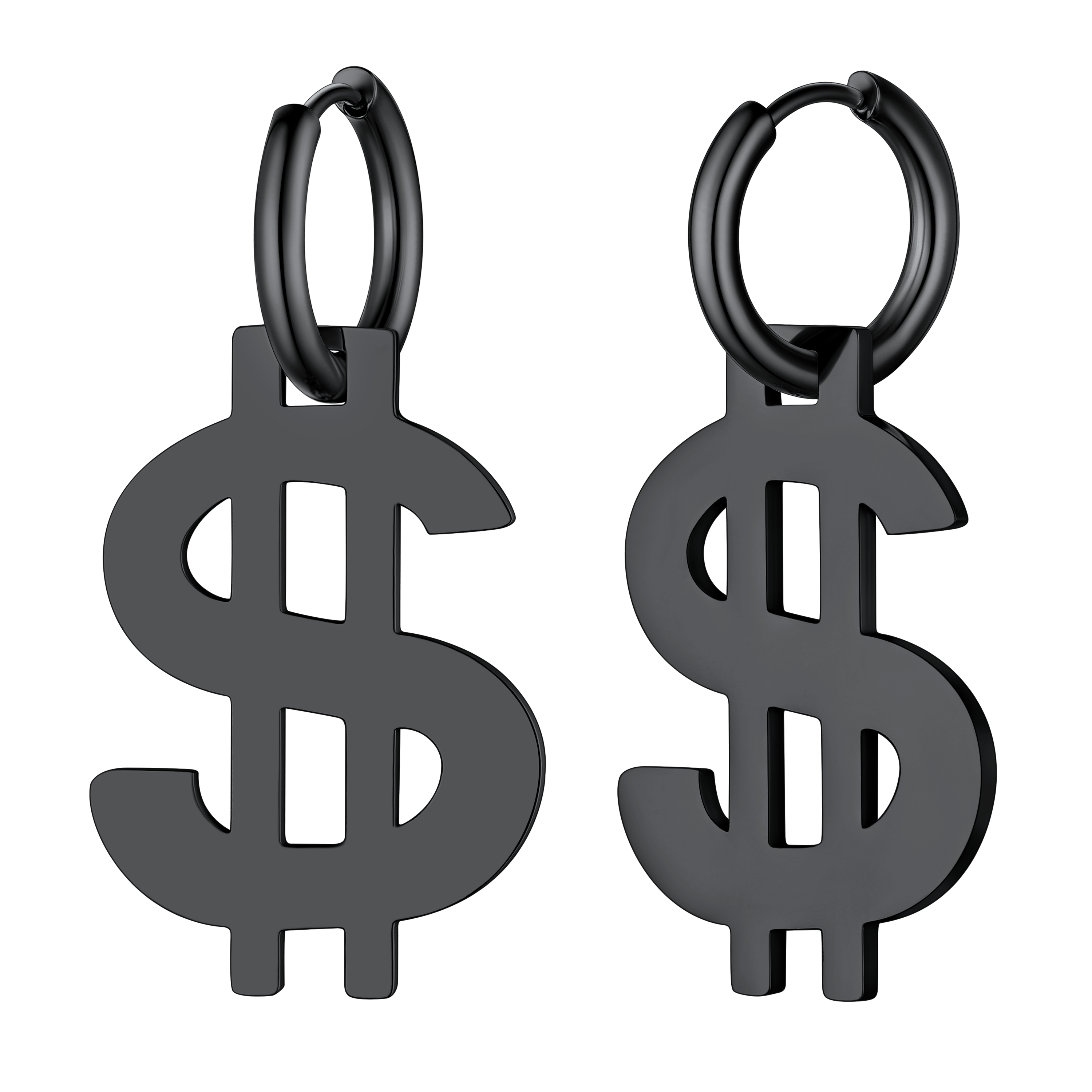 Flash Dollar Sign Dangle Hoop Earrings for