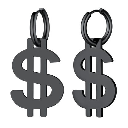 Flash Dollar Sign Dangle Hoop Earrings for