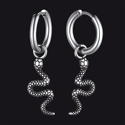 Punk Crawl Snake Drop Hoop Earrings for