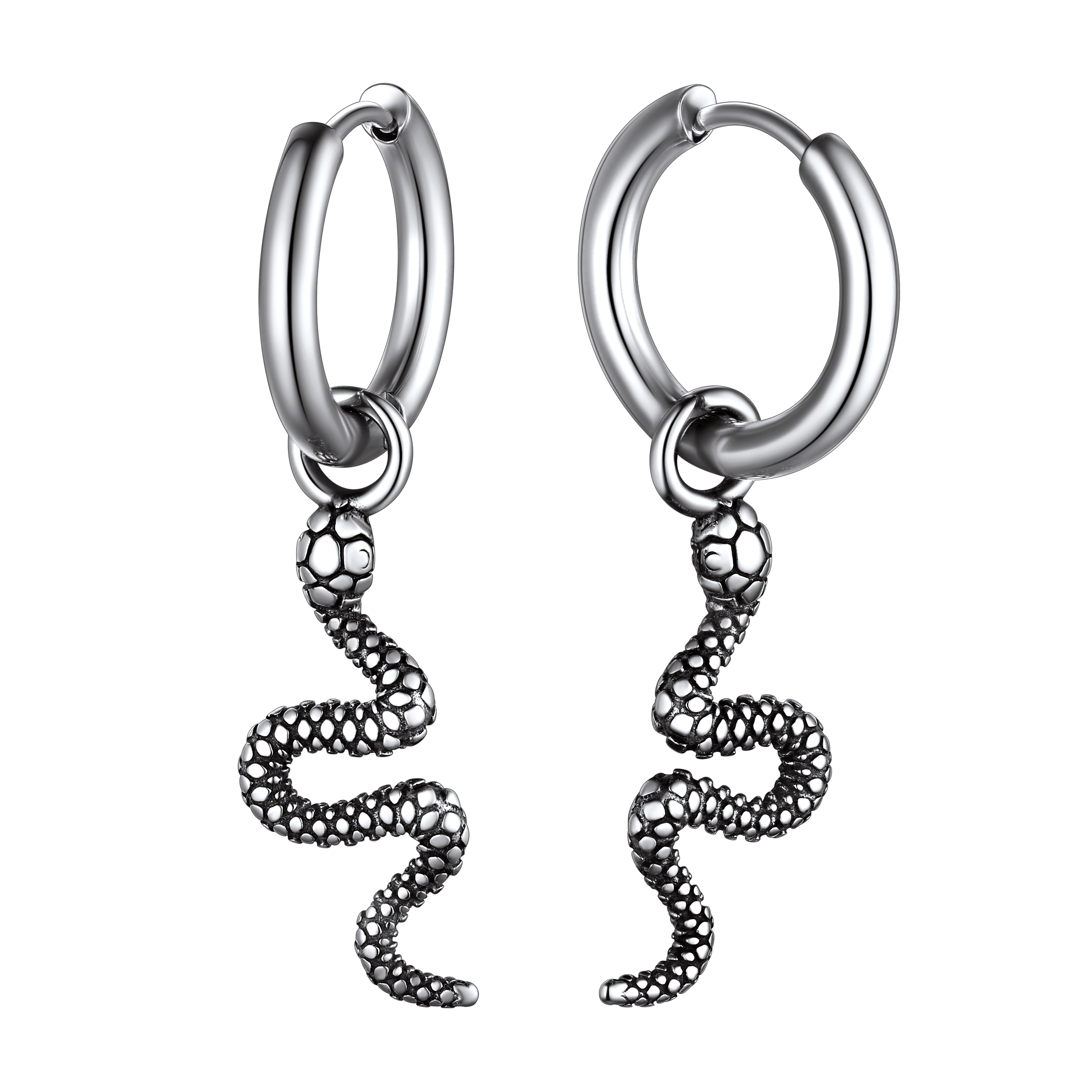 Punk Crawl Snake Drop Hoop Earrings for