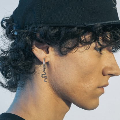 Punk Crawl Snake Drop Hoop Earrings for