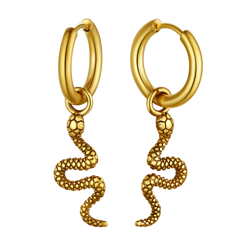 Punk Crawl Snake Drop Hoop Earrings for