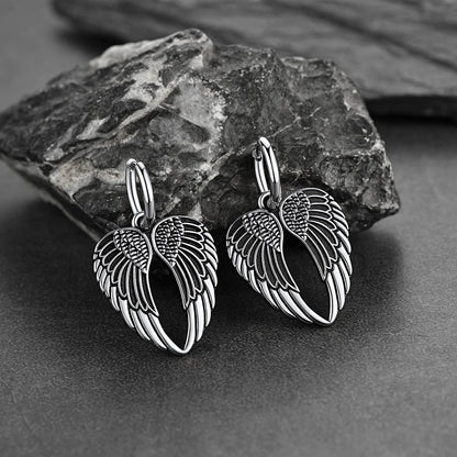 Flash Punk Angel Wing Hoop Dangle Earrings for