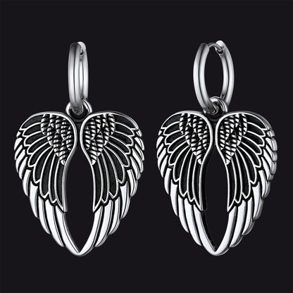 Flash Punk Angel Wing Hoop Dangle Earrings for