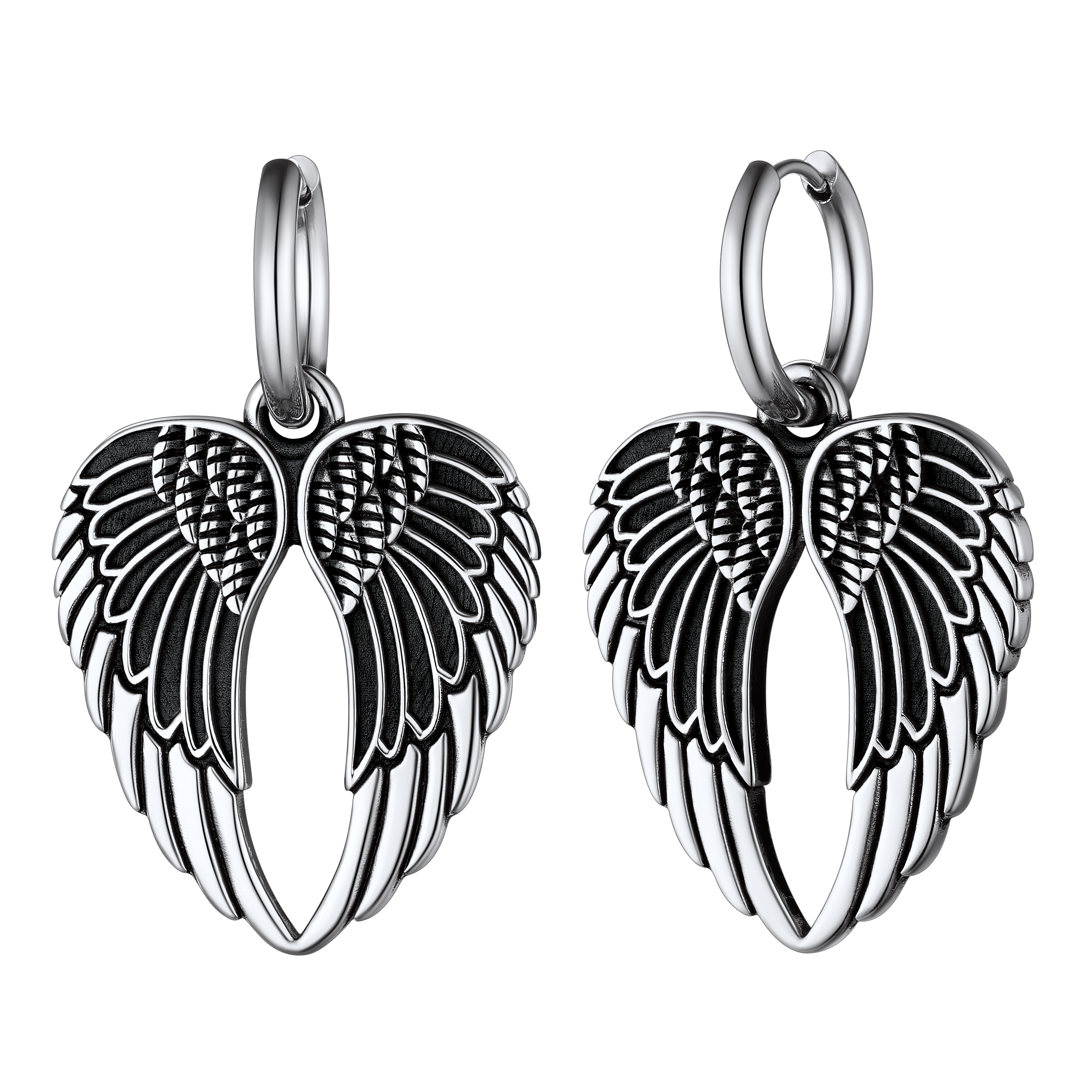 Flash Punk Angel Wing Hoop Dangle Earrings for