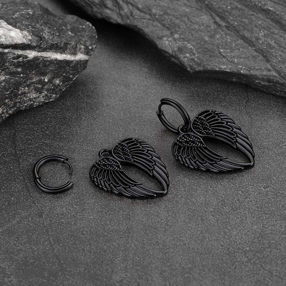 Flash Punk Angel Wing Hoop Dangle Earrings for