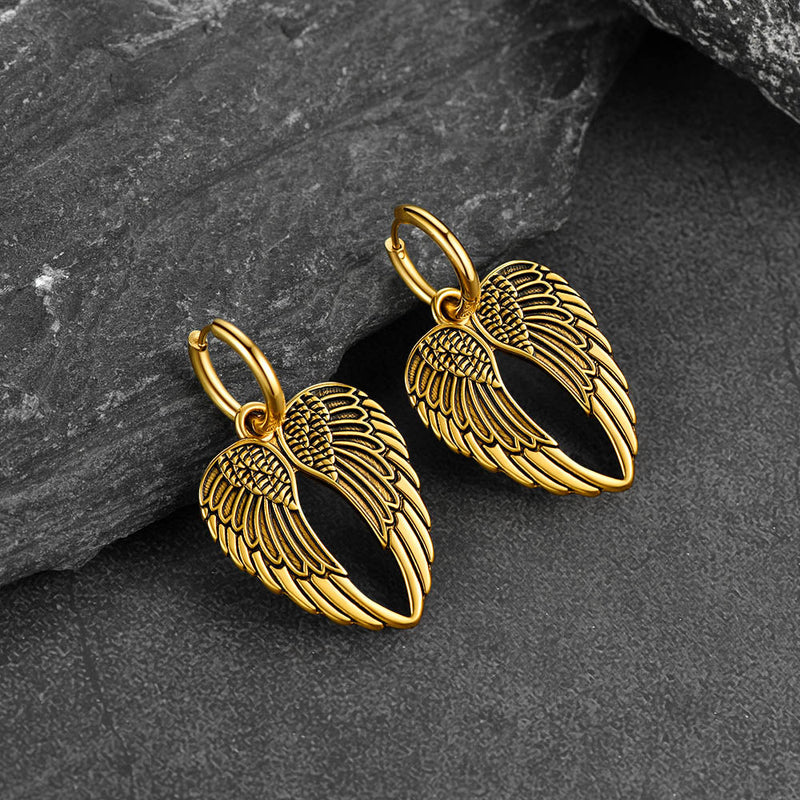 Flash Punk Angel Wing Hoop Dangle Earrings for
