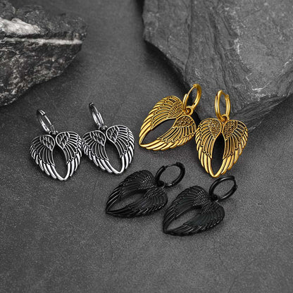 Flash Punk Angel Wing Hoop Dangle Earrings for