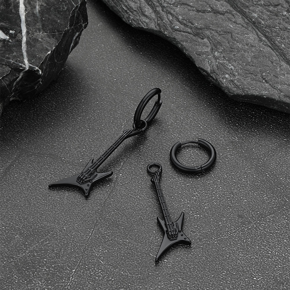 Punk Guitar Hoop Dangle Earrings for