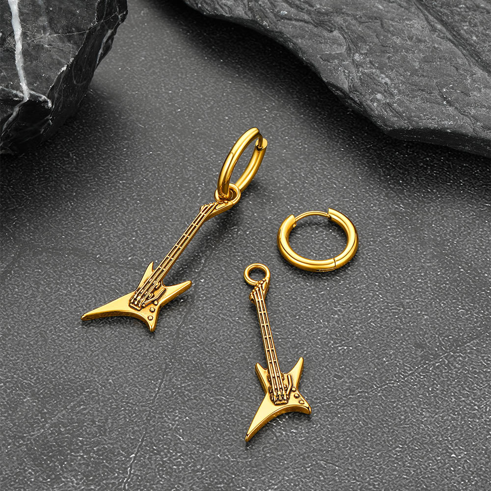 Punk Guitar Hoop Dangle Earrings for