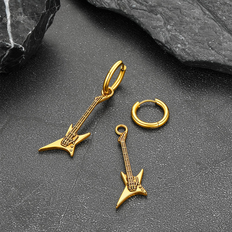 Punk Guitar Hoop Dangle Earrings for