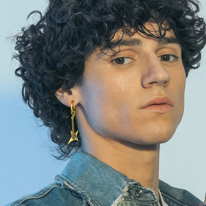 Punk Guitar Hoop Dangle Earrings for