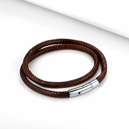 Handcrafte Clasp Braided Double Row Leather Bracelet for