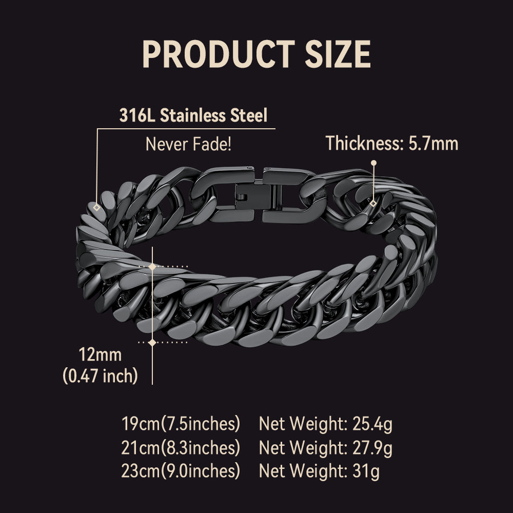 Miami Cuban Link Chain Bracelet for in Stainless Steel