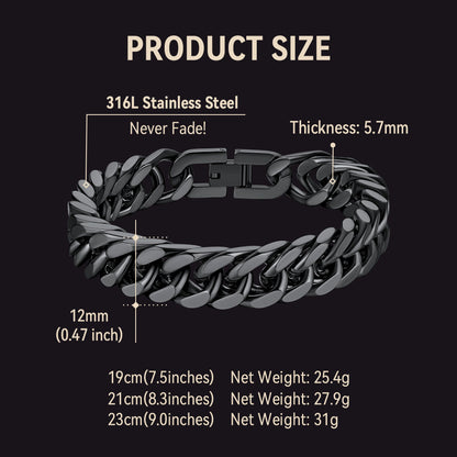 Miami Cuban Link Chain Bracelet for in Stainless Steel