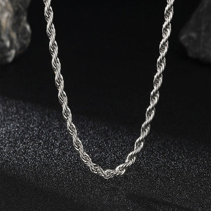 3mm & 6mm Twisted Rope Link Chain Layered Necklaces Set for