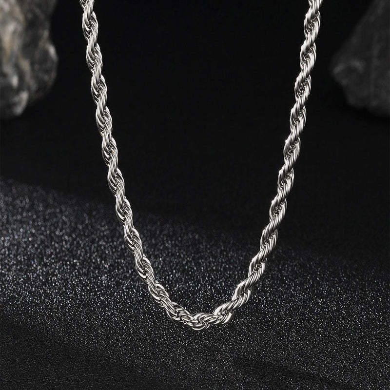 3mm & 6mm Twisted Rope Link Chain Layered Necklaces Set for