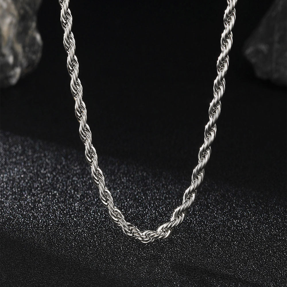 3mm Twisted Rope Chain & 6mm Miami Cuban Chain Set for