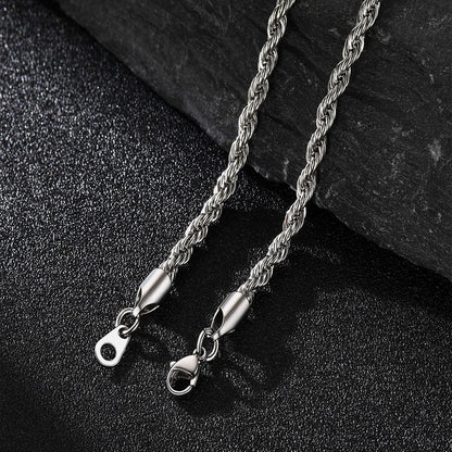 3mm Twisted Rope Chain & 6mm Miami Cuban Chain Set for