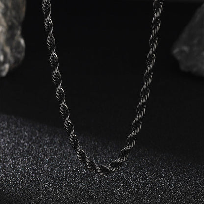 3mm & 6mm Twisted Rope Link Chain Layered Necklaces Set for