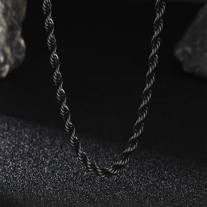 Twisted Rope Link Chain Stainless Steel Necklace for