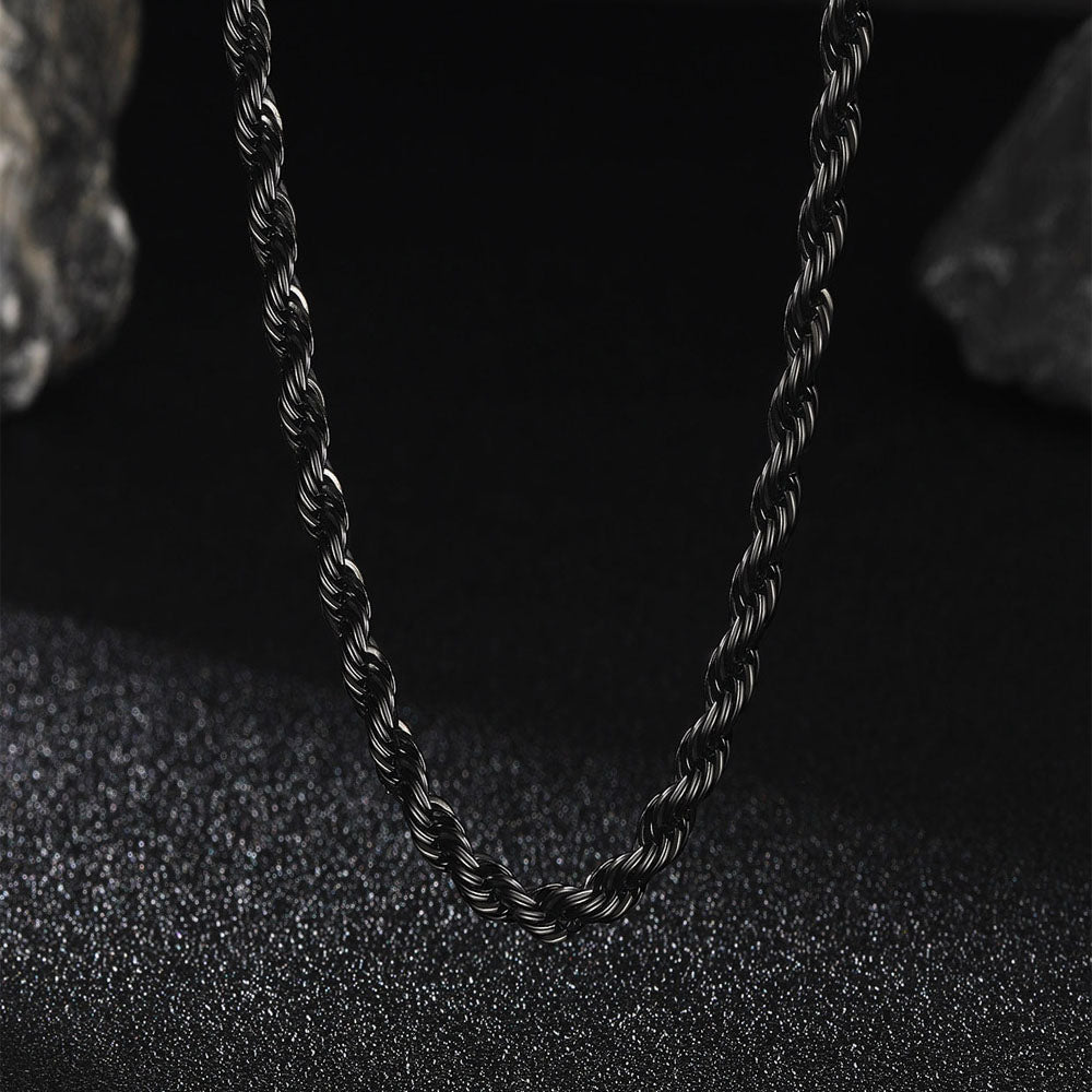 3mm Twisted Rope Chain & 6mm Miami Cuban Chain Set for