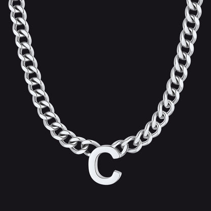 7mm Custom Initial Letter Cuban Link Chain Necklace for