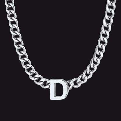 7mm Custom Initial Letter Cuban Link Chain Necklace for