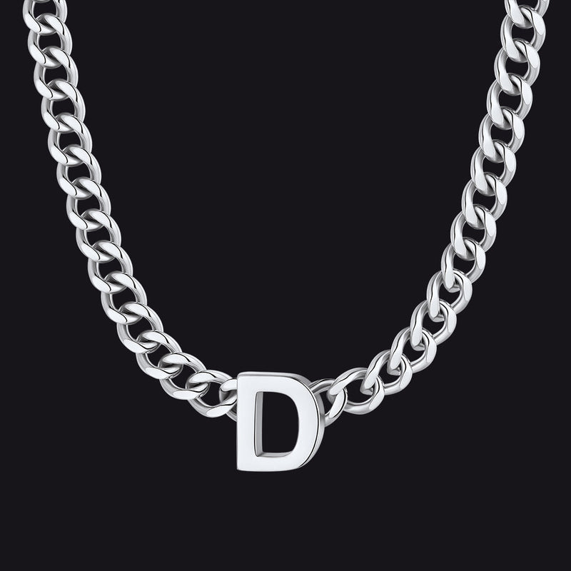 7mm Custom Initial Letter Cuban Link Chain Necklace for
