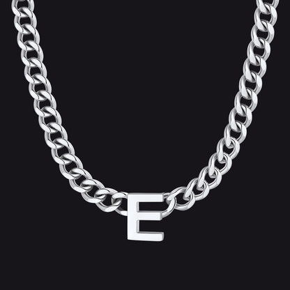 7mm Custom Initial Letter Cuban Link Chain Necklace for