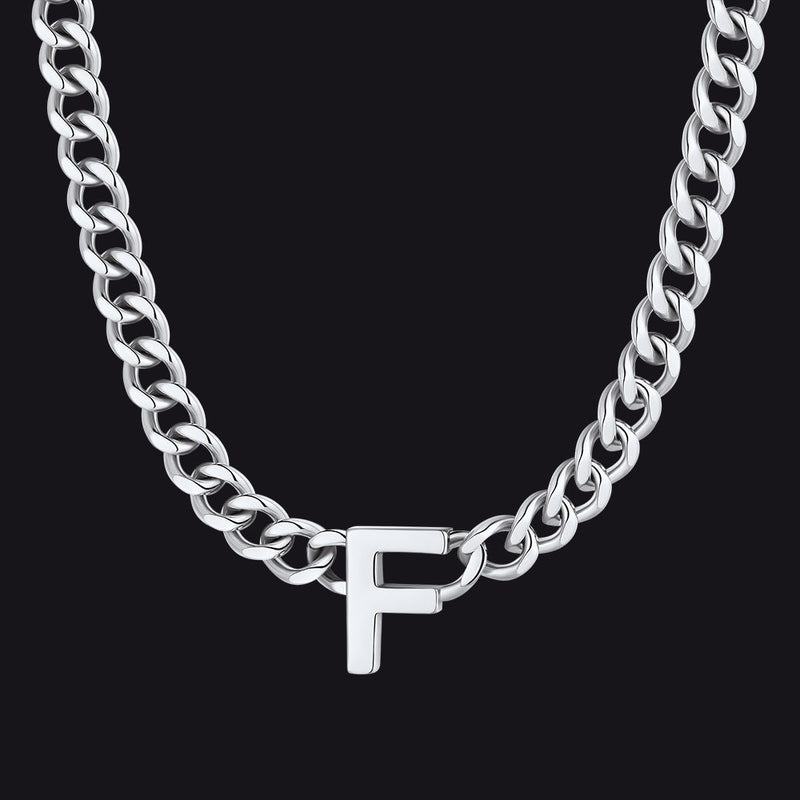 7mm Custom Initial Letter Cuban Link Chain Necklace for