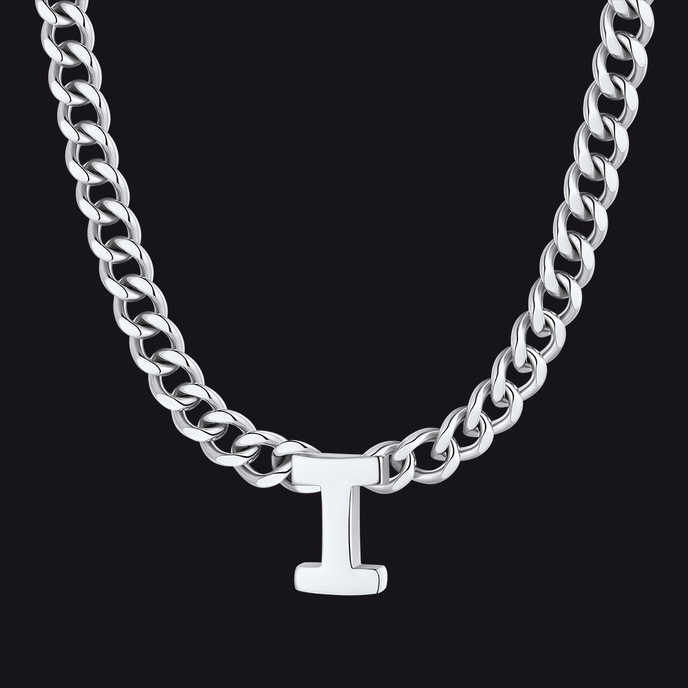 7mm Custom Initial Letter Cuban Link Chain Necklace for