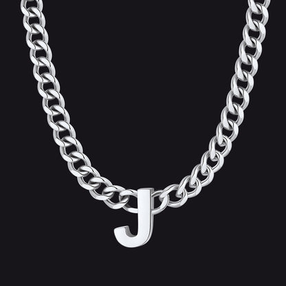 7mm Custom Initial Letter Cuban Link Chain Necklace for
