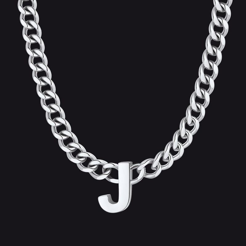 7mm Custom Initial Letter Cuban Link Chain Necklace for