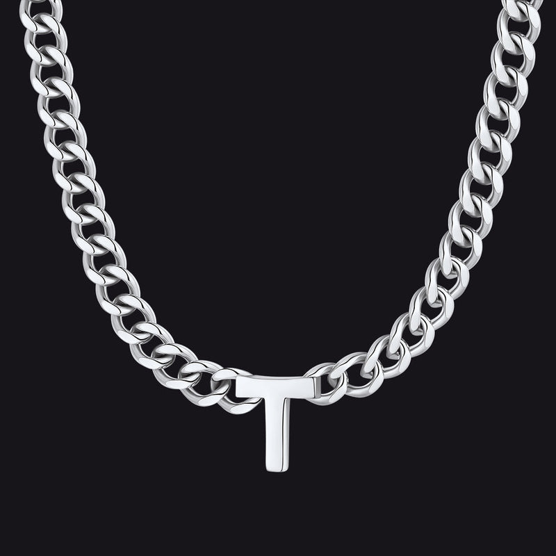 7mm Custom Initial Letter Cuban Link Chain Necklace for