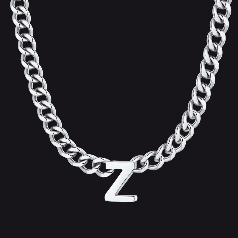 7mm Custom Initial Letter Cuban Link Chain Necklace for