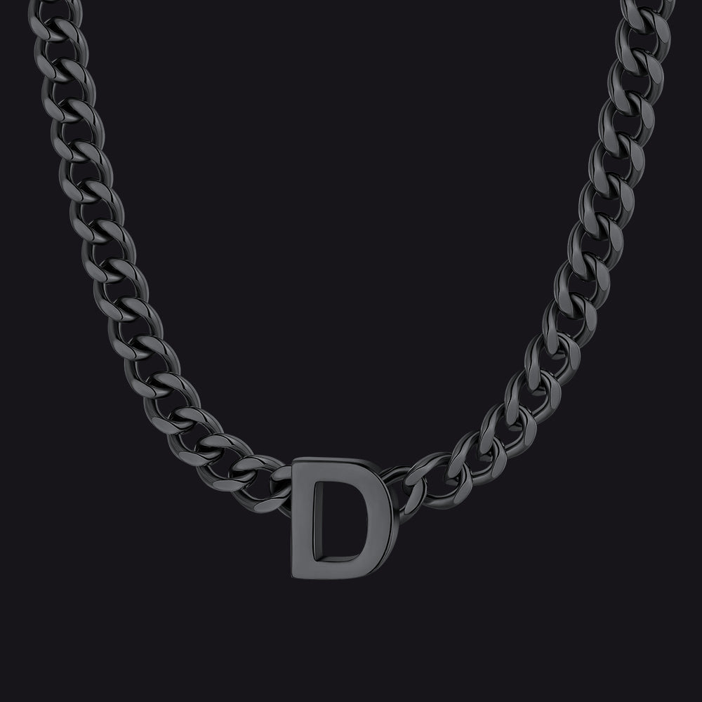 7mm Custom Initial Letter Cuban Link Chain Necklace for