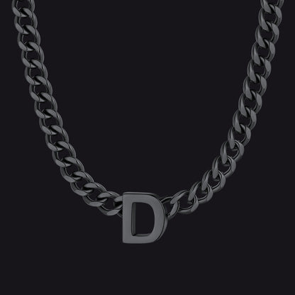 7mm Custom Initial Letter Cuban Link Chain Necklace for