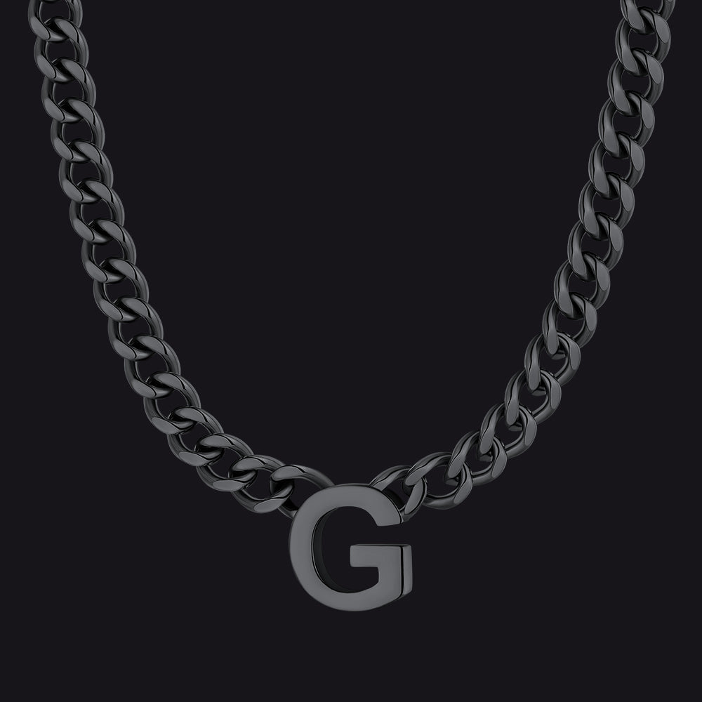 7mm Custom Initial Letter Cuban Link Chain Necklace for