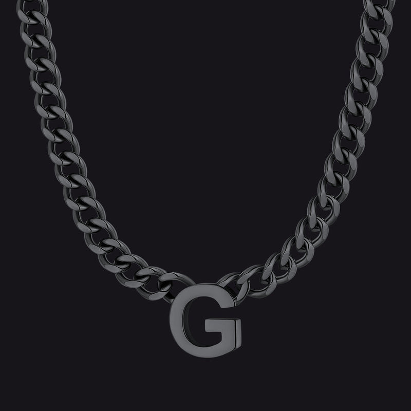 7mm Custom Initial Letter Cuban Link Chain Necklace for