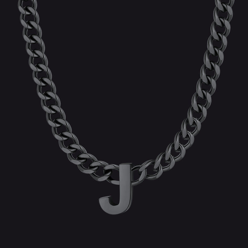 7mm Custom Initial Letter Cuban Link Chain Necklace for