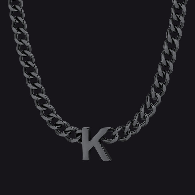 7mm Custom Initial Letter Cuban Link Chain Necklace for