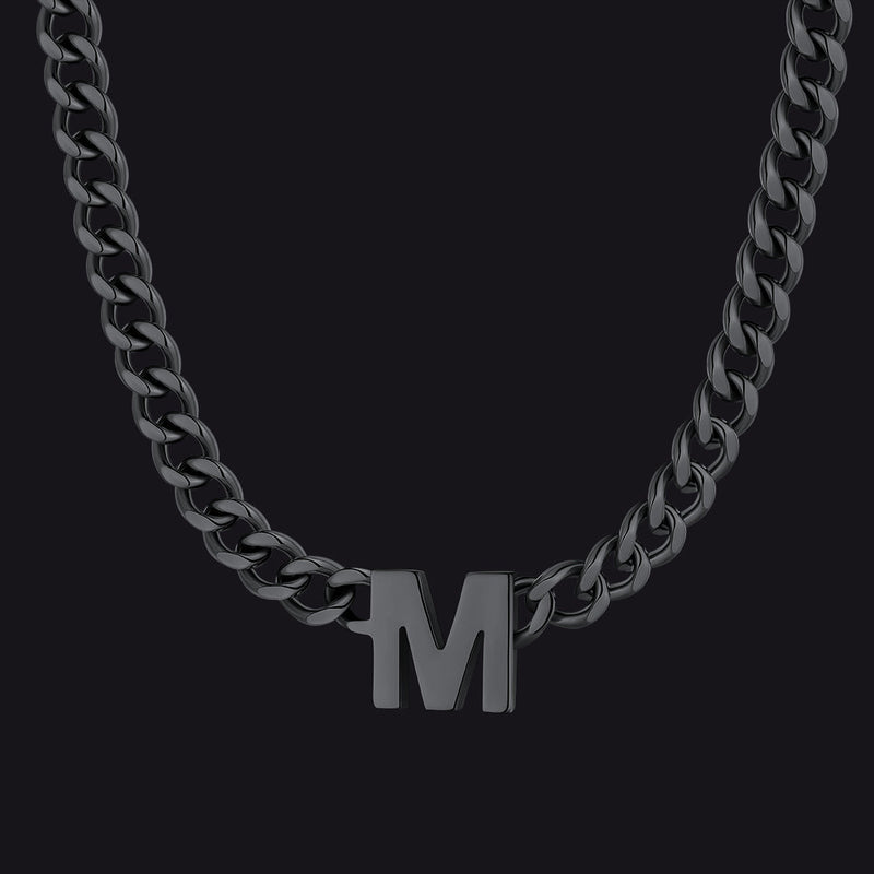 7mm Custom Initial Letter Cuban Link Chain Necklace for