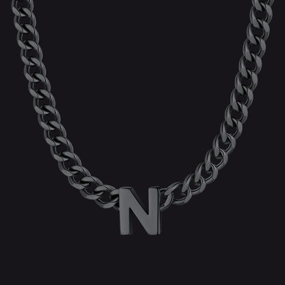 7mm Custom Initial Letter Cuban Link Chain Necklace for