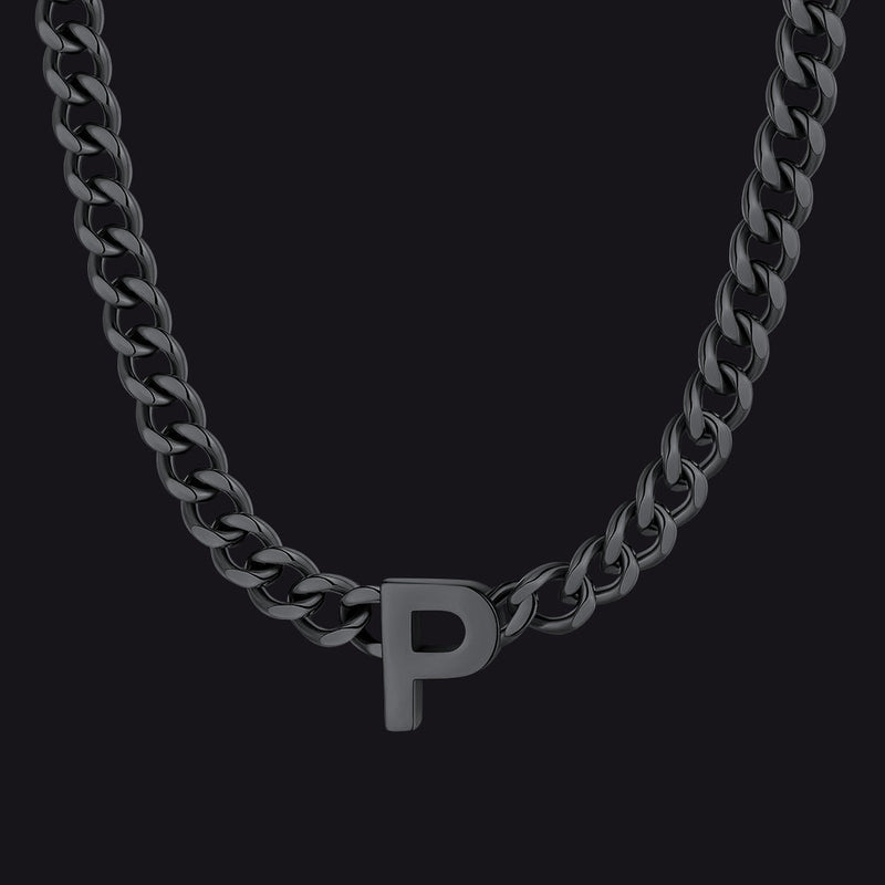7mm Custom Initial Letter Cuban Link Chain Necklace for
